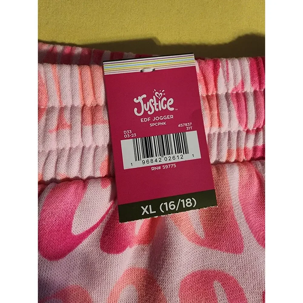 Justice Girls‎ Fleece Size XL Jogger Pant Pink NWT